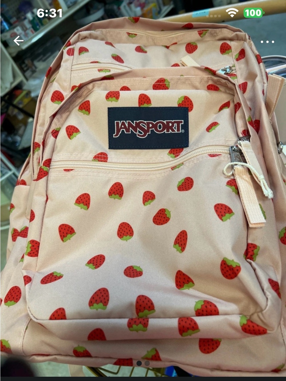 JanSport Big Student Backpack Strawberry Shower Cream & Red